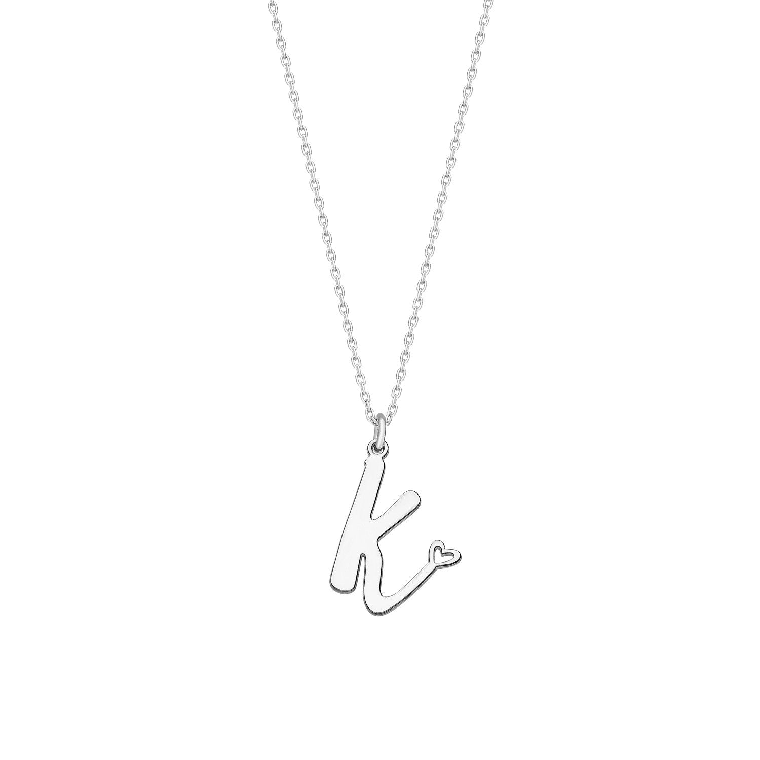 Ketting met hartje initiaal / letter – Gepersonaliseerd, Verguld Zilver