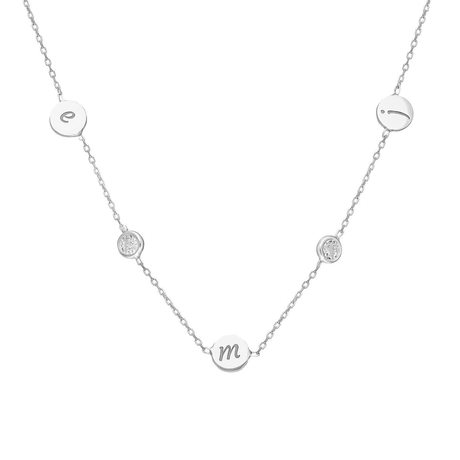 Ketting met initiaal / letter 3 bedels – Graveerwerk, Sterling Zilver