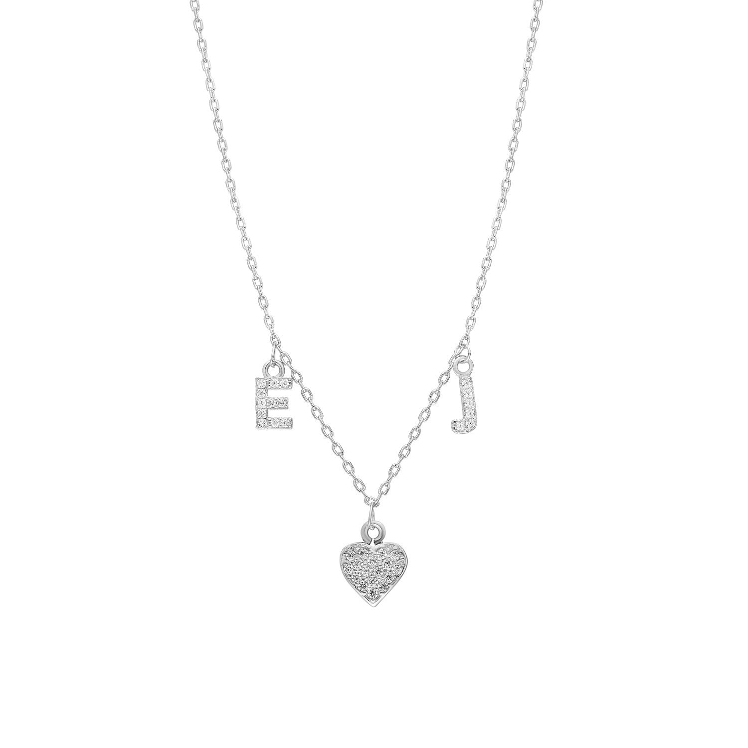 Ketting met  initiaal / letter steentjes – Gepersonaliseerd, Verguld Zilver