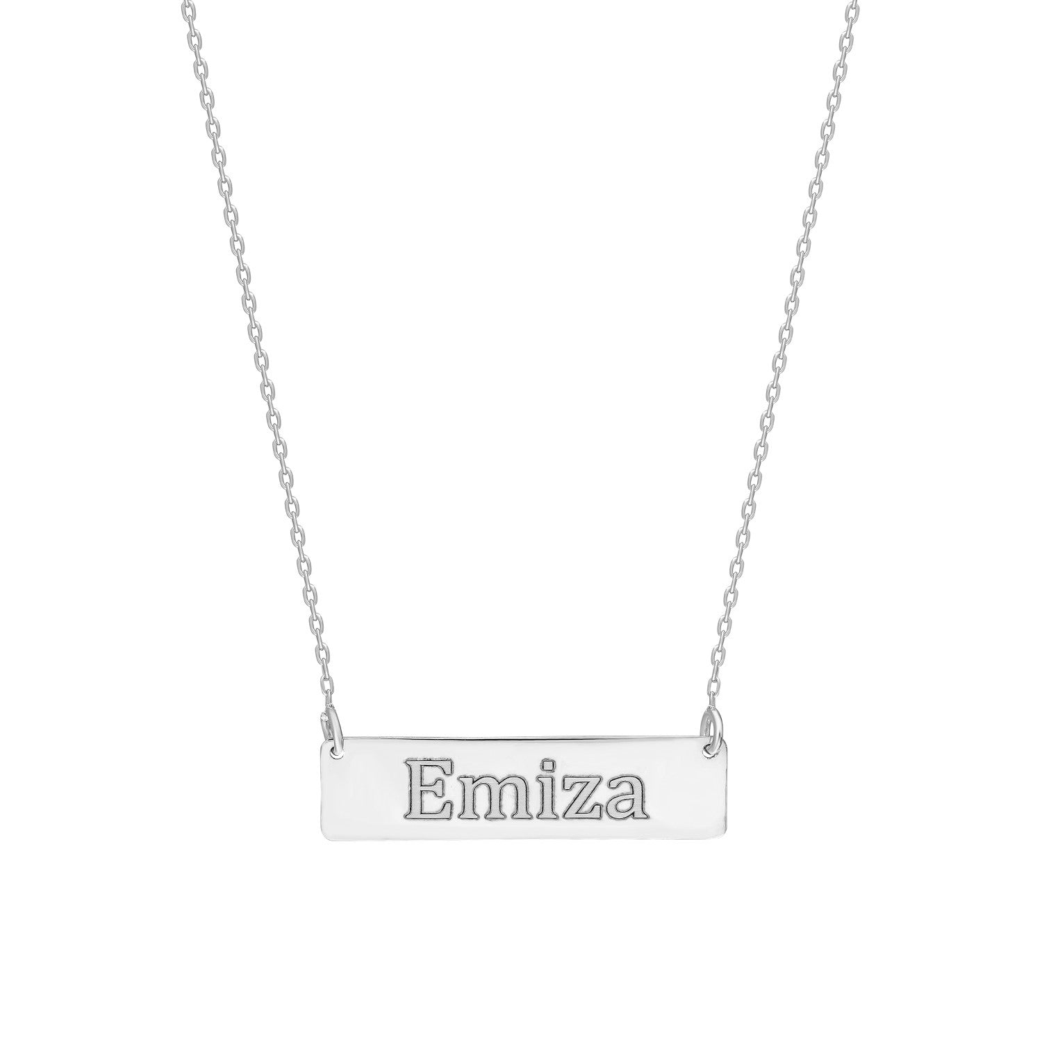 Rechthoek bar ketting graveerwerk - emiza jewellery