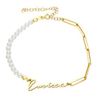 Combi naam armband met parels - emiza jewellery