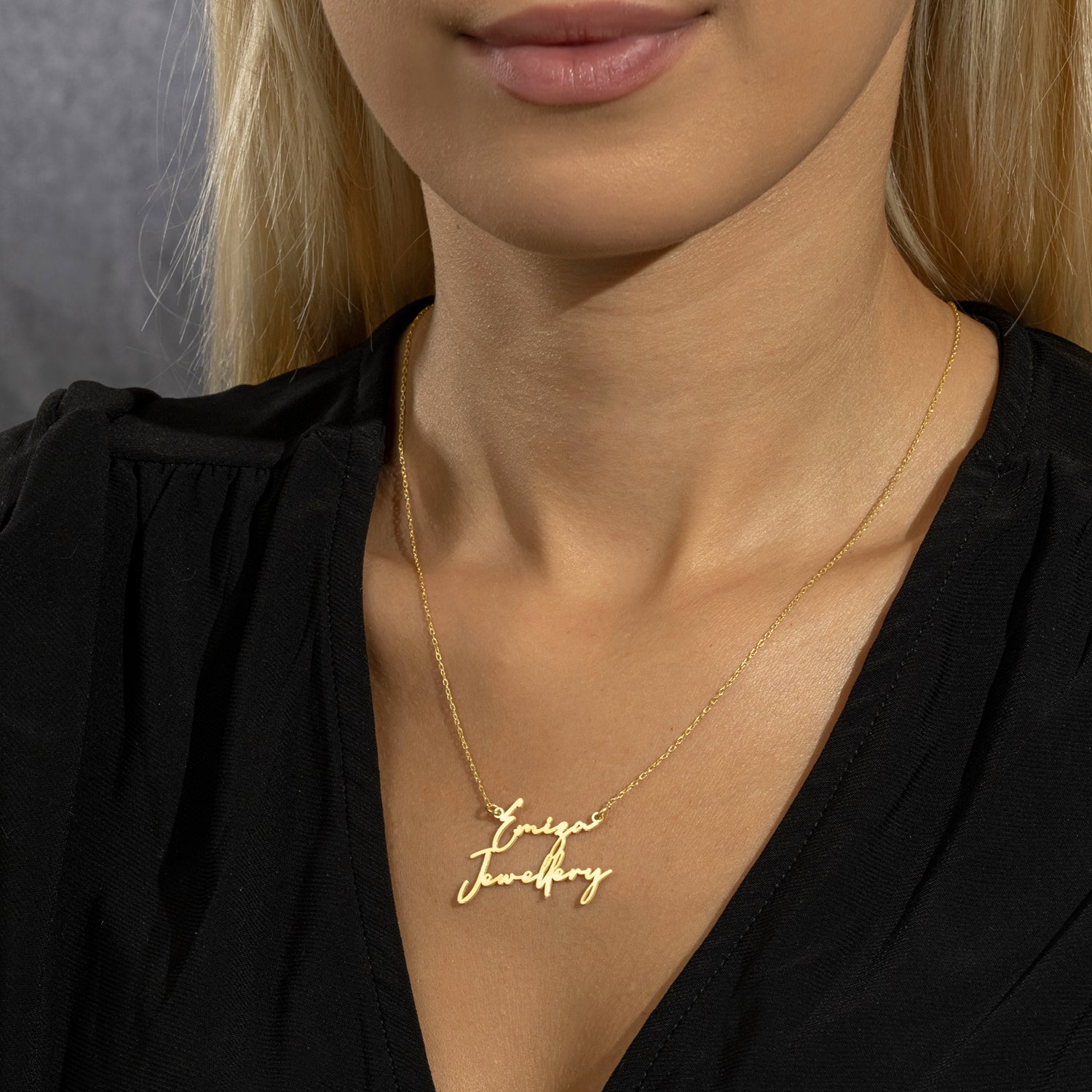 Naamketting handschrift horizontaal dubbel - emiza jewellery